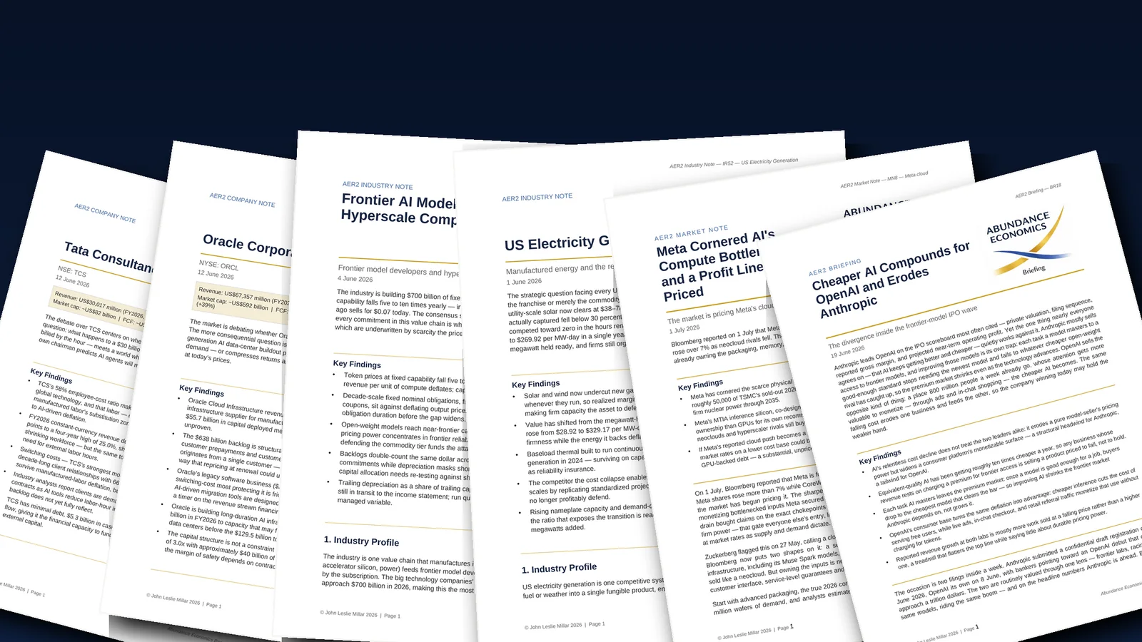 A selection of published Abundance Economics research reports